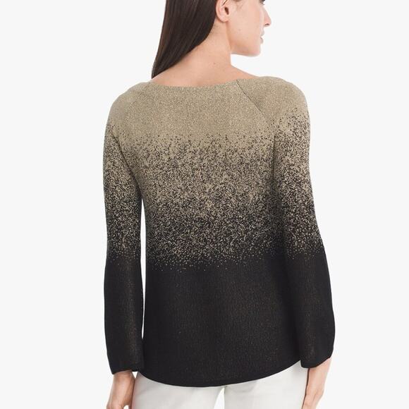 WHBM Black & Gold Metallic Ombre Lurex Pullover Sweater Size Small ✨🖤🥂 - Picture 2 of 12